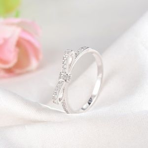 New! Dainty 925 Silver Bow Knot Ring